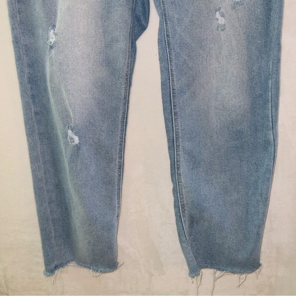 Vanilla Star Light Wash High Waisted Button Front Real Cheeky Straight Leg Jeans - Picture 4 of 5